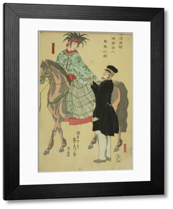 Framed Print : Merchants of Yokohama: French Woman on Horseback (Yokohama shokan) Framed Print : Merchants of Yokohama: French Woman on Horseback (Yokohama shokan)