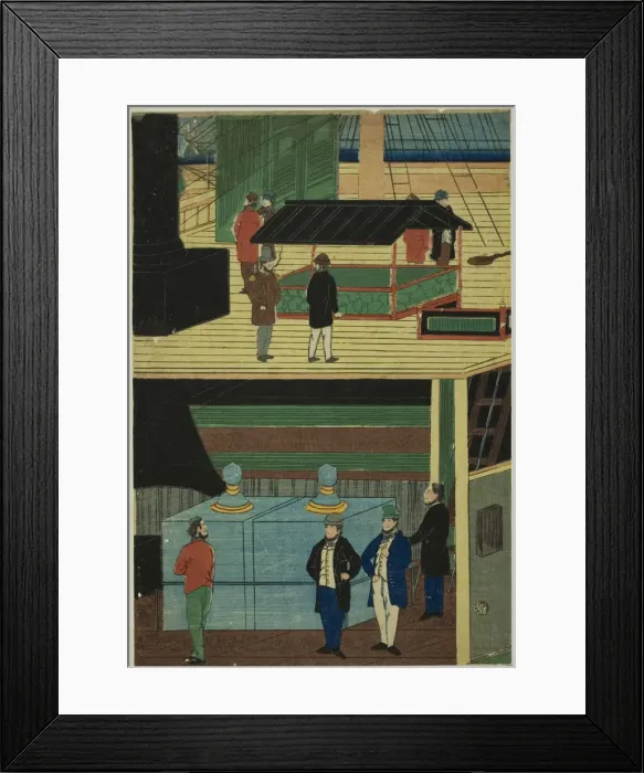 Framed Print : Interior of an American Steamship (Amerikakoku jokisen-chu no zu), 1861 Framed Print : Interior of an American Steamship (Amerikakoku jokisen-chu no zu), 1861