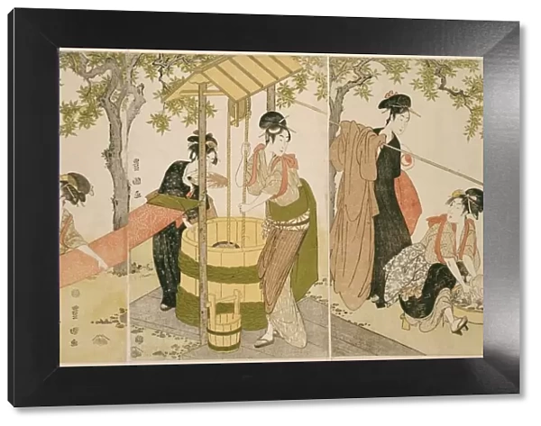 Doing the Laundry by the Well Curb (Idobata no sentaku to araihari), c. 1795