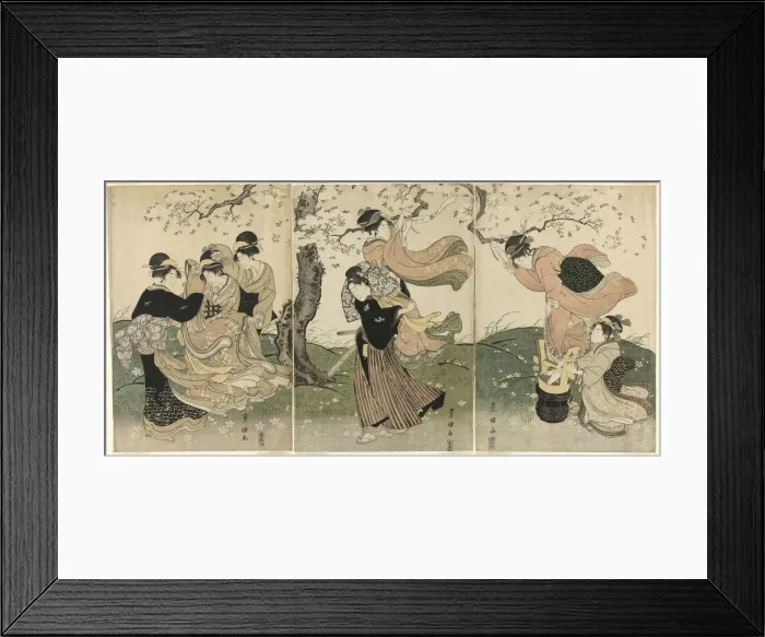 Framed Print : A Windy Day under the Cherry Trees, c. 1797. Creator: Utagawa Toyokuni I Framed Print : A Windy Day under the Cherry Trees, c. 1797. Creator: Utagawa Toyokuni I