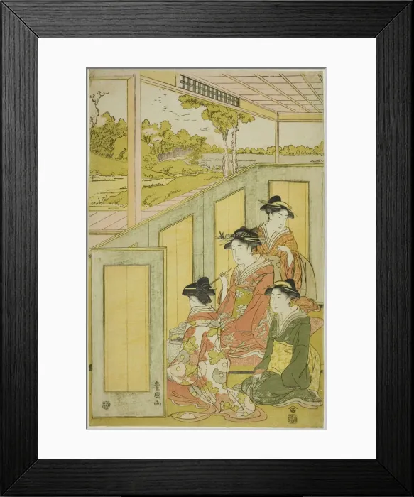 Framed Print : Ladies behind screen in a daimyos mansion, n. d. Creator: Utagawa Toyokuni I Framed Print : Ladies behind screen in a daimyos mansion, n. d. Creator: Utagawa Toyokuni I