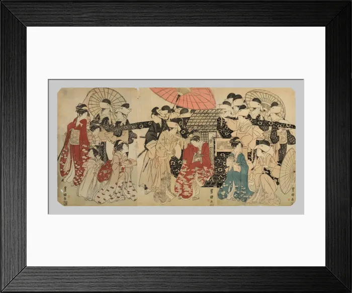 Framed Print : A princess traveling with her attendants descends from a palanquin, c. 1801 / 04 Framed Print : A princess traveling with her attendants descends from a palanquin, c. 1801 / 04
