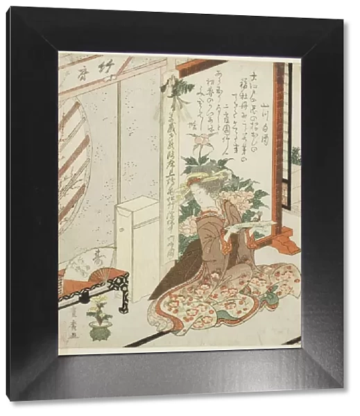 Young woman holding poem slip, n. d. Creator: Utagawa Toyohiro