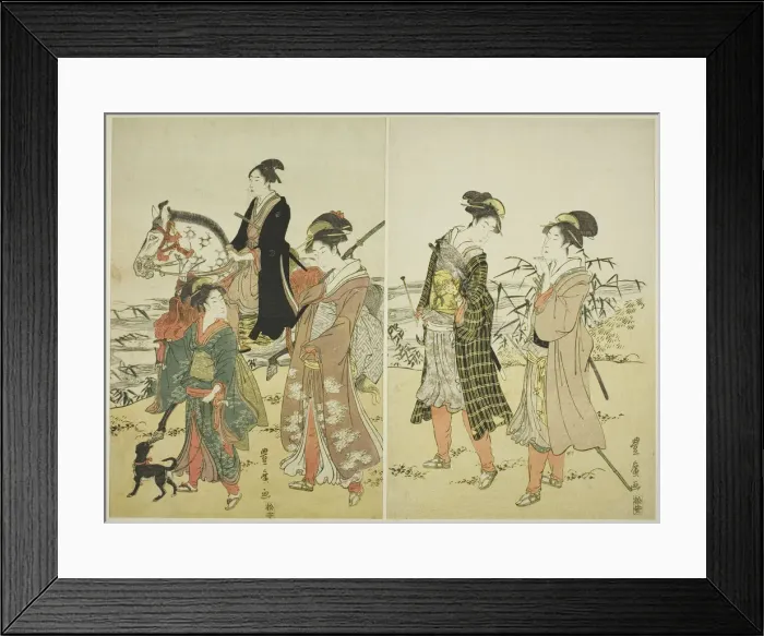 Framed Print : Party of falconers near river, c. 1798 / 1801. Creator: Utagawa Toyohiro Framed Print : Party of falconers near river, c. 1798 / 1801. Creator: Utagawa Toyohiro