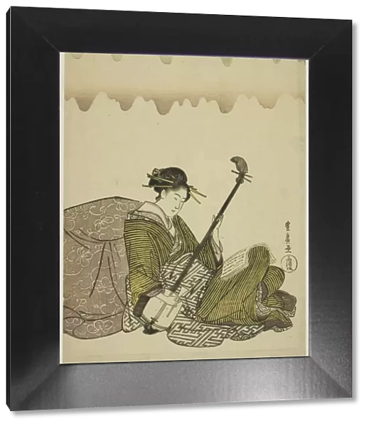Woman playing shamisen, from an untitled series of women at leisure, c. 1795  /  1800