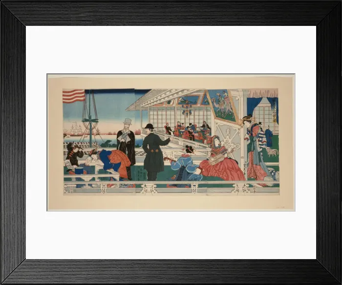 Framed Print : An American Mercantile Building in Yokohama (Yokohama ijin shokan no zu), 1861 Framed Print : An American Mercantile Building in Yokohama (Yokohama ijin shokan no zu), 1861