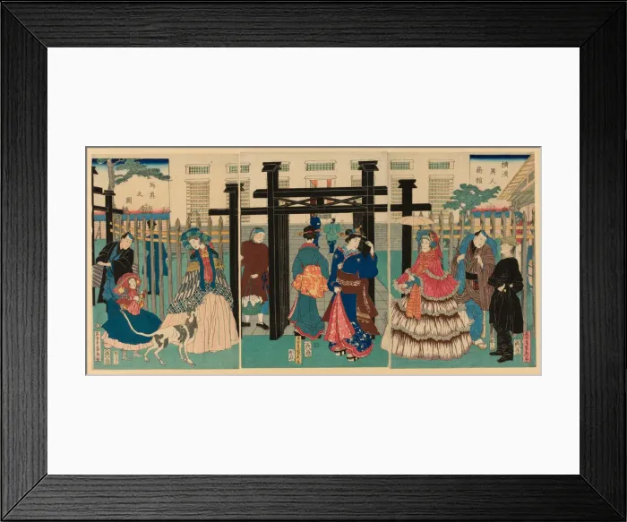 Framed Print : Foreign Mercantile House in Yokohama (Yokohama ijin shokan), 1861 Framed Print : Foreign Mercantile House in Yokohama (Yokohama ijin shokan), 1861