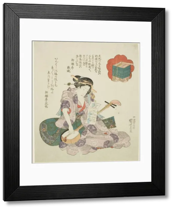 Framed Print : Flowers: Onoe Kikugoro III, from an untitled series of actors representing snow, moon... c1830s. Creator: Utagawa Kuniyoshi