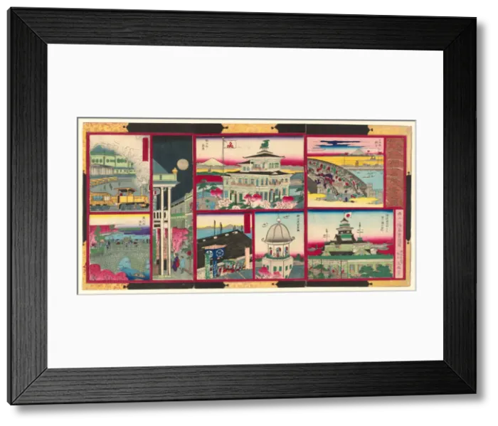Framed Print : Eight Modern Views of Famous Places in Tokyo of Great Japan (Dai Nippon Tokyo kaika) Framed Print : Eight Modern Views of Famous Places in Tokyo of Great Japan (Dai Nippon Tokyo kaika)
