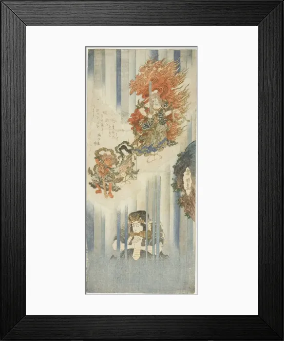 Framed Print : The actors Ichikawa Danjuro VII as Mongaku and Matsumoto Koshiro V as Fudo Myoo, c. 1829 / 32. Creator: Utagawa Kunisada Framed Print : The actors Ichikawa Danjuro VII as Mongaku and Matsumoto Koshiro V as Fudo Myoo, c. 1829 / 32. Creator: Utagawa Kunisada