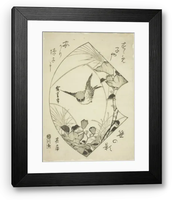 Framed Print : Autumn Flower and Sparrow, c. 1835. Creator: Ando Hiroshige Framed Print : Autumn Flower and Sparrow, c. 1835. Creator: Ando Hiroshige
