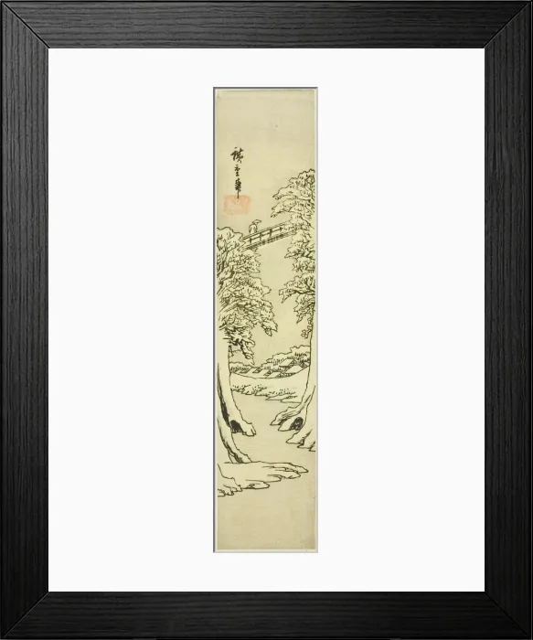 Framed Print : The Monkey Bridge in Winter, n. d. Creator: Ando Hiroshige Framed Print : The Monkey Bridge in Winter, n. d. Creator: Ando Hiroshige