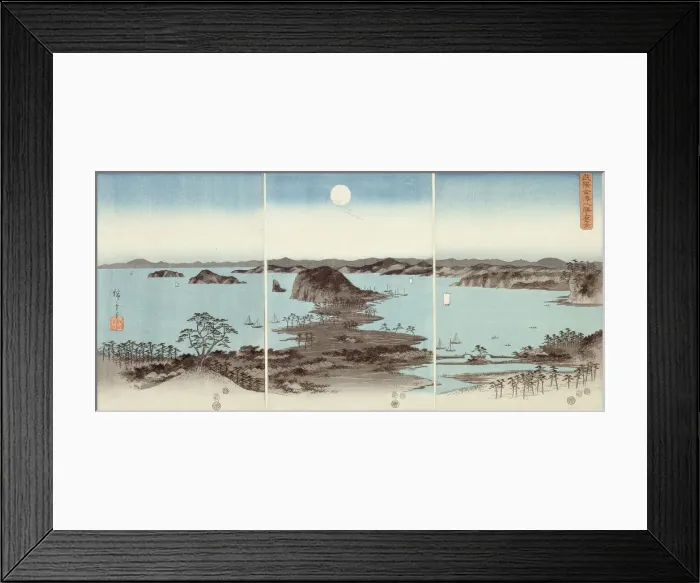 Framed Print : Evening View of Eight Famous Sites at Kanazawa (Buyo Kanazawa hassho yakei), 1857. Creator: Ando Hiroshige Framed Print : Evening View of Eight Famous Sites at Kanazawa (Buyo Kanazawa hassho yakei), 1857. Creator: Ando Hiroshige