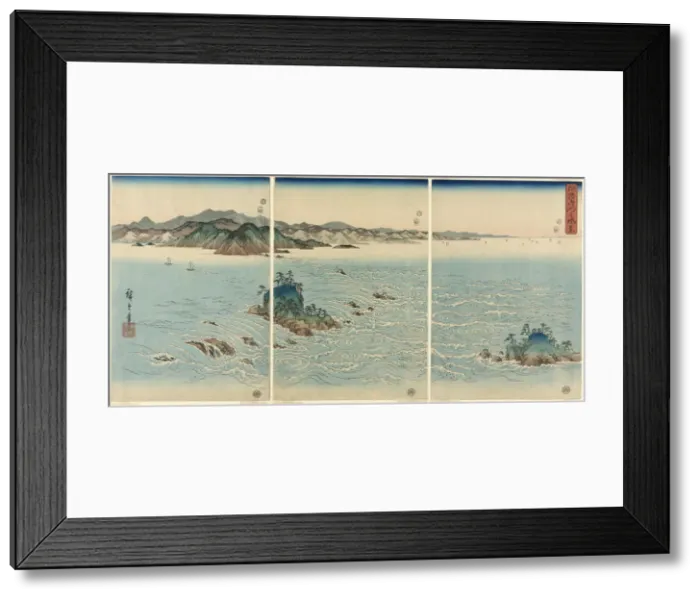 Framed Print : The Whirlpools in Naruto Strait, Awa Province (Awa Naruto no fukei), 1857. Creator: Ando Hiroshige Framed Print : The Whirlpools in Naruto Strait, Awa Province (Awa Naruto no fukei), 1857. Creator: Ando Hiroshige