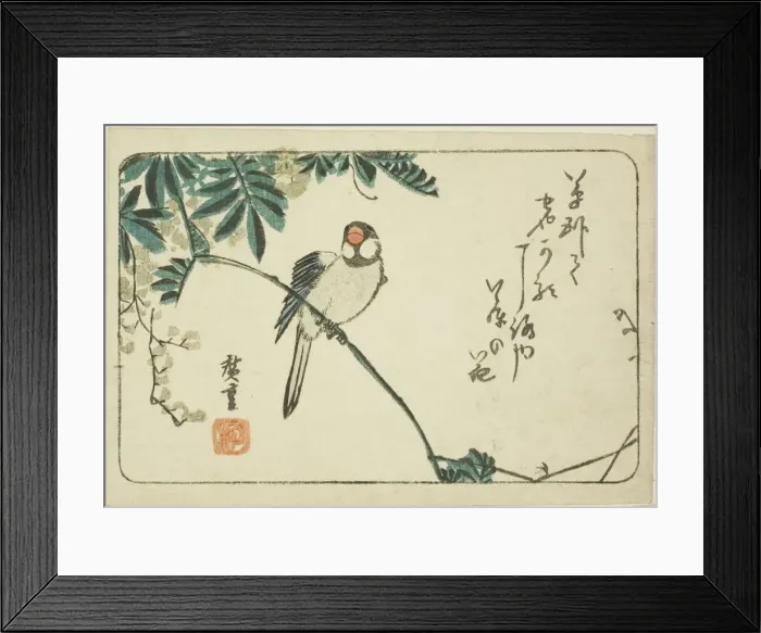 Framed Print : Sparrow and wisteria, n. d. Creator: Ando Hiroshige Framed Print : Sparrow and wisteria, n. d. Creator: Ando Hiroshige