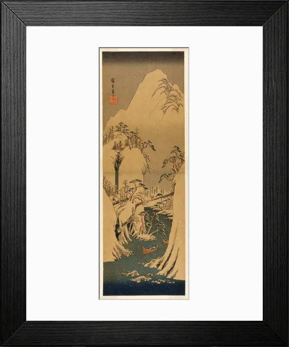 Framed Print : A Snowy Gorge on the Fuji River, c. 1842. Creator: Ando Hiroshige Framed Print : A Snowy Gorge on the Fuji River, c. 1842. Creator: Ando Hiroshige