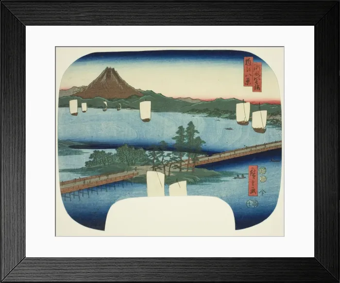 Framed Print : Long Bridge at Seta (Seta no nagahashi), from the series Eight Views of Omi (Omi hakkei), 1852. Creator: Ando Hiroshige. Long Bridge at Seta (Seta no nagahashi), from the series Eight Views of Omi (Omi hakkei), 1852