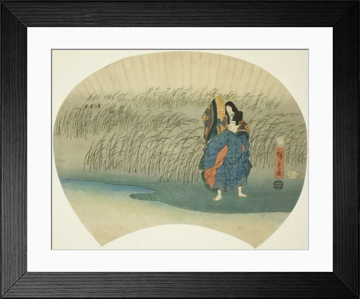 Framed Print : Couple eloping, from the Akutagawa episode in the Tales of Ise, n. d. Creator: Ando Hiroshige Framed Print : Couple eloping, from the Akutagawa episode in the Tales of Ise, n. d. Creator: Ando Hiroshige