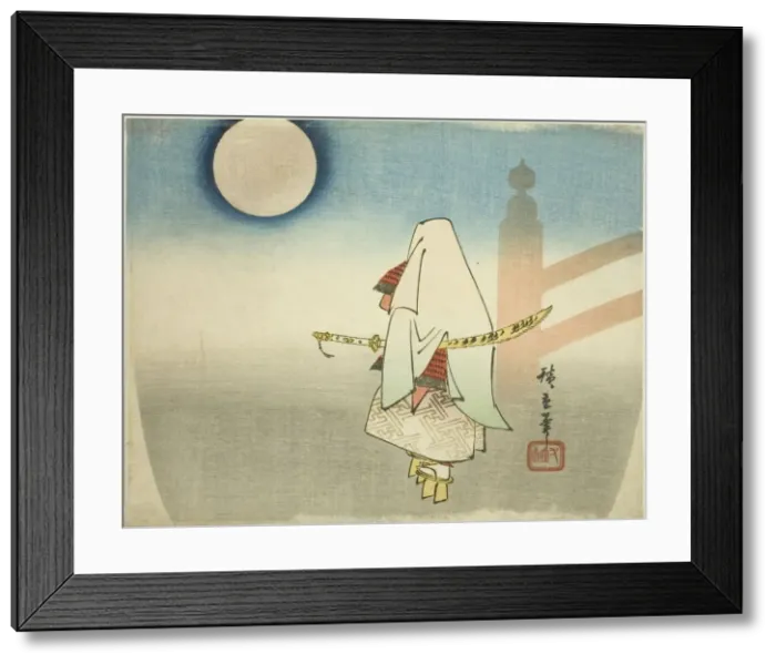 Framed Print : Yoshitsune Awaits Benkei at Gojo Bridge, c. 1840. Creator: Ando Hiroshige Framed Print : Yoshitsune Awaits Benkei at Gojo Bridge, c. 1840. Creator: Ando Hiroshige