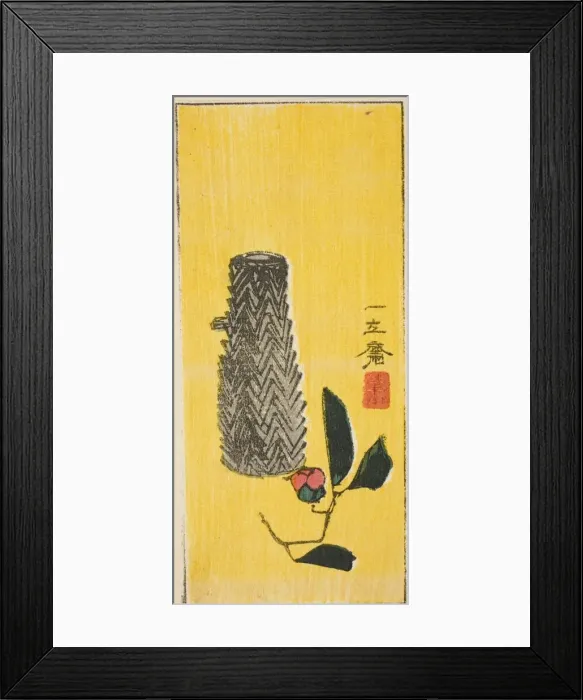 Framed Print : Camellia and basket, section of an untitled harimaze sheet, c. 1850s. Creator: Ando Hiroshige Framed Print : Camellia and basket, section of an untitled harimaze sheet, c. 1850s. Creator: Ando Hiroshige