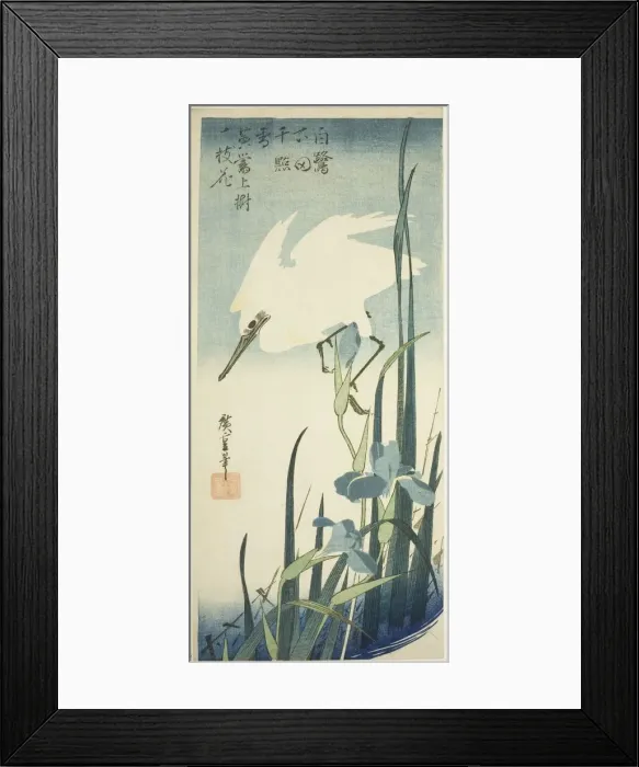 Framed Print : White heron and iris, c. 1832 / 34. Creator: Ando Hiroshige Framed Print : White heron and iris, c. 1832 / 34. Creator: Ando Hiroshige