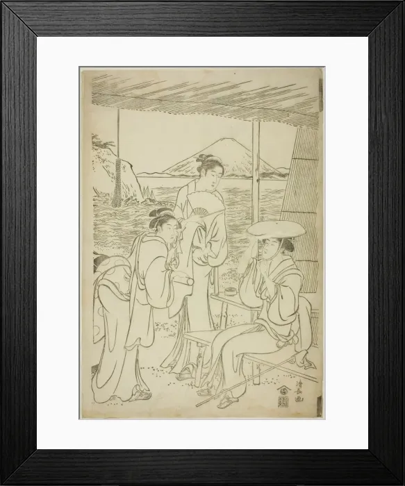 Framed Print : Visitors to Enoshima, c. 1789. Creator: Torii Kiyonaga Framed Print : Visitors to Enoshima, c. 1789. Creator: Torii Kiyonaga