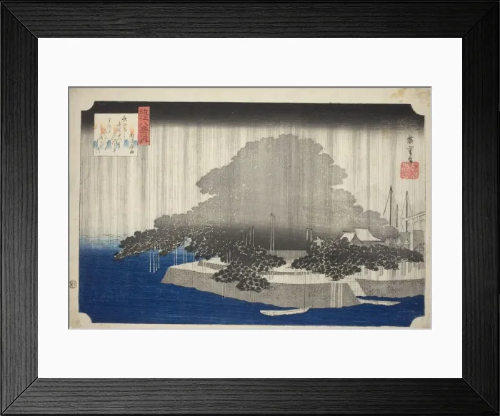 Framed Print : Night Rain at Karasaki (Karasaki no yau), from the series Eight Views of Omi (Omi... c. 1834. Creator: Ando Hiroshige. Night Rain at Karasaki (Karasaki no yau), from the series Eight Views of Omi (Omi... c. 1834. Creator: Ando Hiroshige) Framed Print : Night Rain at Karasaki (Karasaki no yau), from the series Eight Views of Omi (Omi... c. 1834. Creator: Ando Hiroshige. Night Rain at Karasaki (Karasaki no yau), from the series Eight Views of Omi (Omi... c. 1834. Creator: Ando Hiroshige)