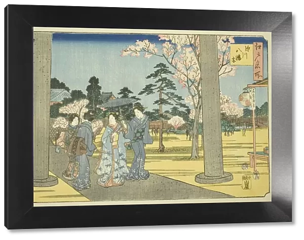 Fukagawa Hachiman Shrine (Fukagawa Hachimangu), from the series 'Famous Places... 1854. Creator: Ando Hiroshige. Fukagawa Hachiman Shrine (Fukagawa Hachimangu), from the series 'Famous Places... 1854. Creator: Ando Hiroshige