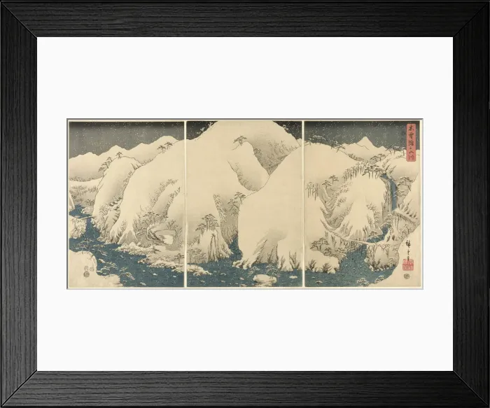 Framed Print : Mountains and Rivers on the Kiso Road (Kisoji no yamakawa)... 1857. Creator: Ando Hiroshige Framed Print : Mountains and Rivers on the Kiso Road (Kisoji no yamakawa)... 1857. Creator: Ando Hiroshige