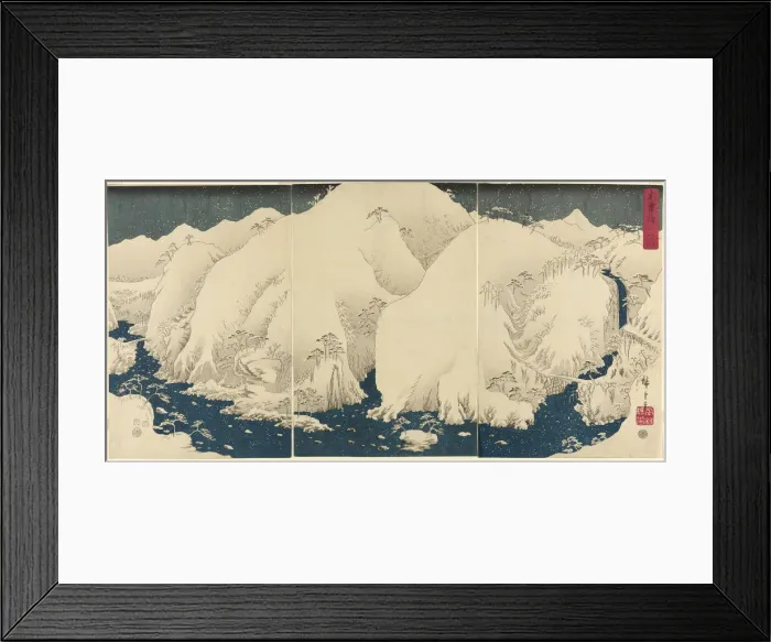 Framed Print : Mountain and River on the Kiso Road (Kisoji no yamakawa), 1857. Creator: Ando Hiroshige Framed Print : Mountain and River on the Kiso Road (Kisoji no yamakawa), 1857. Creator: Ando Hiroshige