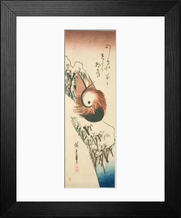 Framed Print : A Mandarin Duck on a Snowy Bank, 1830s. Creator: Ando Hiroshige Framed Print : A Mandarin Duck on a Snowy Bank, 1830s. Creator: Ando Hiroshige