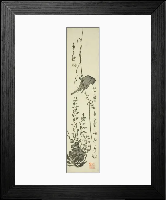 Framed Print : Canary and wisteria, mid-1840s. Creator: Ando Hiroshige Framed Print : Canary and wisteria, mid-1840s. Creator: Ando Hiroshige