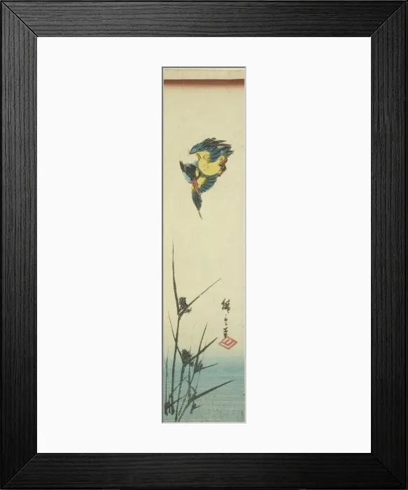 Framed Print : Kingfisher and reeds, c. 1840. Creator: Ando Hiroshige Framed Print : Kingfisher and reeds, c. 1840. Creator: Ando Hiroshige