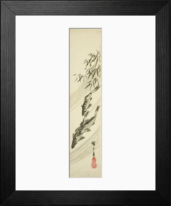 Framed Print : Fish in a stream, c. 1840. Creator: Ando Hiroshige Framed Print : Fish in a stream, c. 1840. Creator: Ando Hiroshige