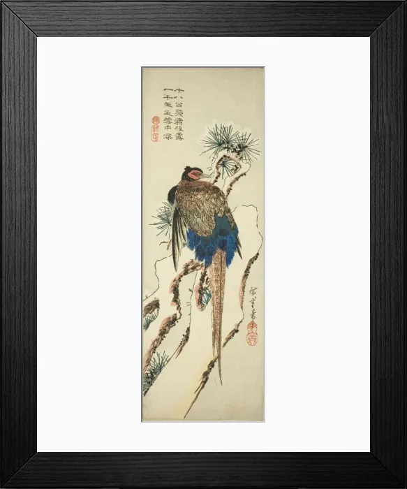 Framed Print : Pheasant on a Snow-Covered Pine Tree, mid-1830s. Creator: Ando Hiroshige Framed Print : Pheasant on a Snow-Covered Pine Tree, mid-1830s. Creator: Ando Hiroshige