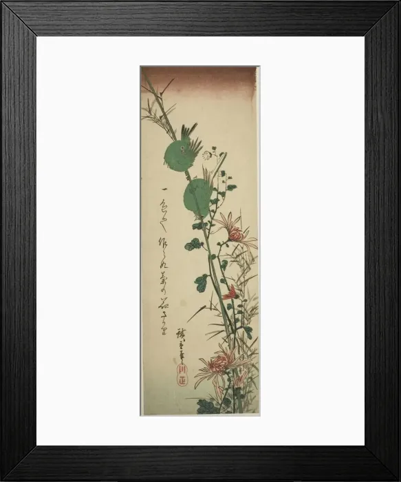Framed Print : Japanese White-eyes and Chrysanthemums, c. 1830 / 44. Creator: Ando Hiroshige Framed Print : Japanese White-eyes and Chrysanthemums, c. 1830 / 44. Creator: Ando Hiroshige