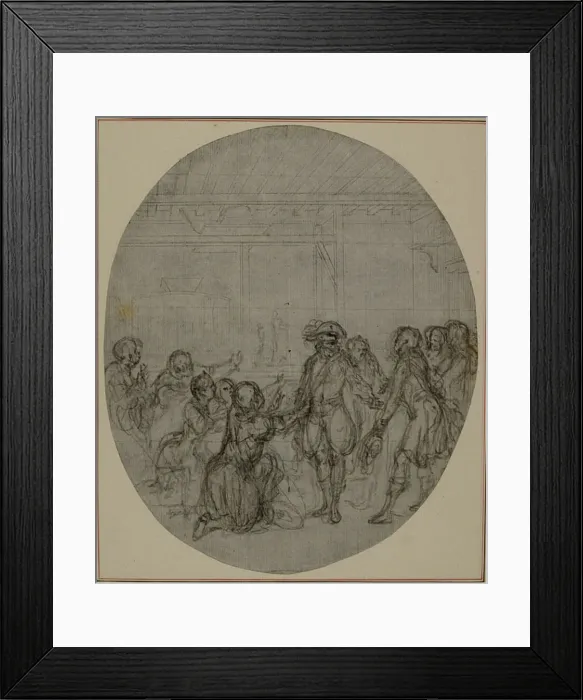 Framed Print : Study for a second edition, never published, of Colles La Partie de Chasse de Hen Framed Print : Study for a second edition, never published, of Colles La Partie de Chasse de Hen