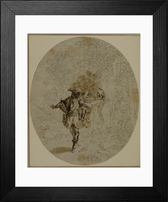 Framed Print : Study for a second edition, never published, of Colles La Partie de Chasse de Hen Framed Print : Study for a second edition, never published, of Colles La Partie de Chasse de Hen