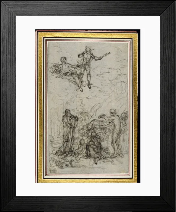 Framed Print : Study for Vignette in Fontenelles (attr. ) Les Amours de Mirtil, Canto VI, c Framed Print : Study for Vignette in Fontenelles (attr. ) Les Amours de Mirtil, Canto VI, c