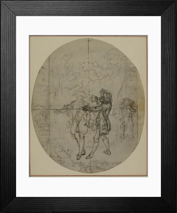 Framed Print : Study for a second edition, never published, of Colles La Partie de Chasse de Hen Framed Print : Study for a second edition, never published, of Colles La Partie de Chasse de Hen