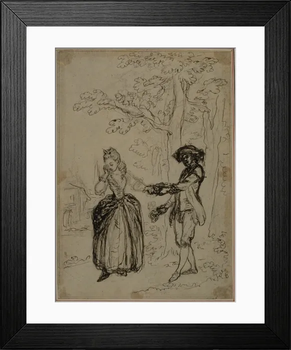 Framed Print : Study for a second edition, never published, of Colles La Partie de Chasse de Hen Framed Print : Study for a second edition, never published, of Colles La Partie de Chasse de Hen