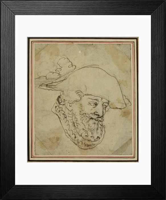 Framed Print : Head of a Man, c. 1766. Creator: Hubert Francois Gravelot Framed Print : Head of a Man, c. 1766. Creator: Hubert Francois Gravelot
