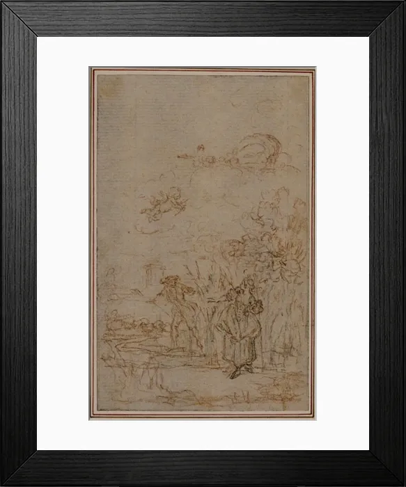 Framed Print : Study for Vignette in Fontenelles (attr. ) Les Amours de Mirtil, Canto V, c Framed Print : Study for Vignette in Fontenelles (attr. ) Les Amours de Mirtil, Canto V, c