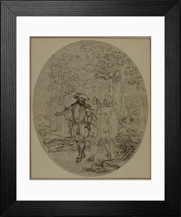 Framed Print : Study for a second edition, never published, of Colles La Partie de Chasse de Hen Framed Print : Study for a second edition, never published, of Colles La Partie de Chasse de Hen