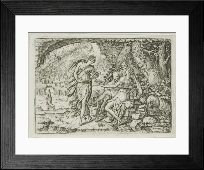 Framed Print : Lot and His Daughters, 1569. Creator: Etienne Delaune Framed Print : Lot and His Daughters, 1569. Creator: Etienne Delaune