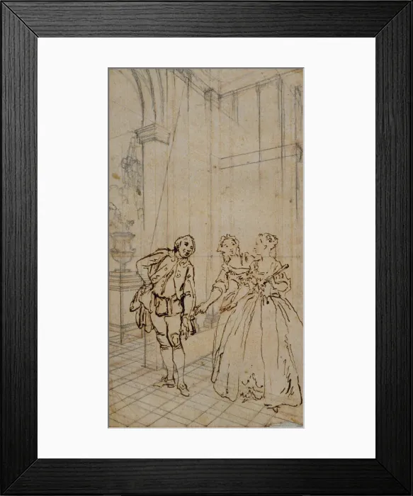 Framed Print : Literary Illustration with Gentleman and Two Ladies in Interior, n. d Framed Print : Literary Illustration with Gentleman and Two Ladies in Interior, n. d