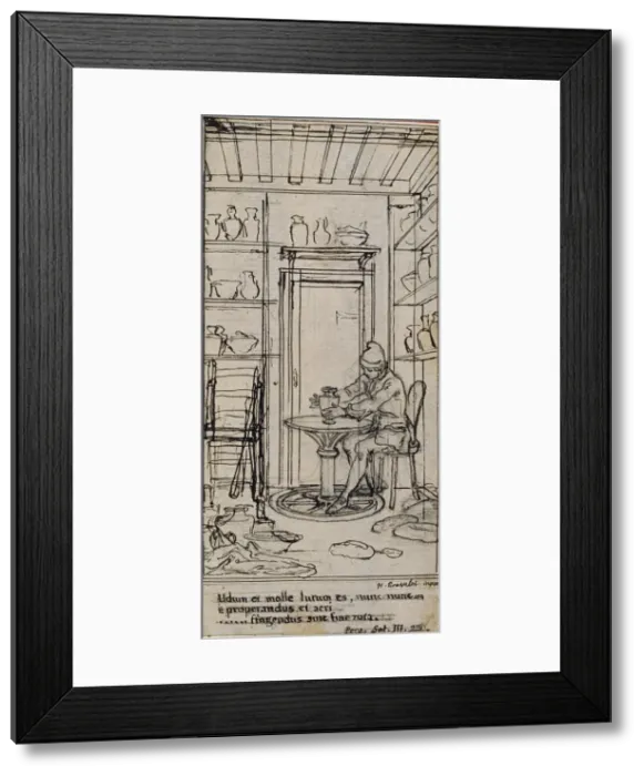 Framed Print : Study for Vignette-Frontispiece in Poncelots Principes Generaux pour Servir à Framed Print : Study for Vignette-Frontispiece in Poncelots Principes Generaux pour Servir à