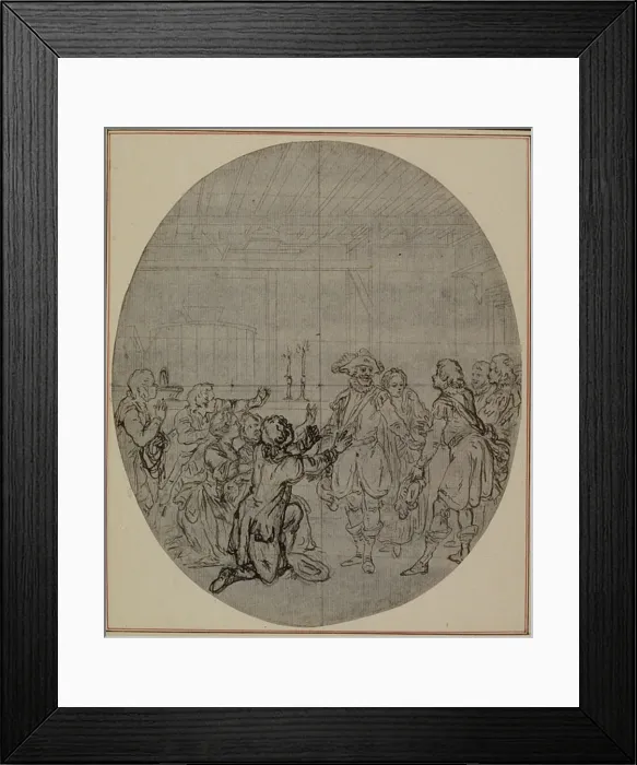 Framed Print : Study for a second edition, never published, of Colles La Partie de Chasse de Hen Framed Print : Study for a second edition, never published, of Colles La Partie de Chasse de Hen