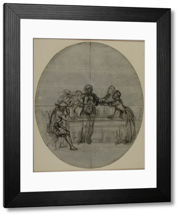 Framed Print : Study for a second edition, never published, of Colles La Partie de Chasse de Hen Framed Print : Study for a second edition, never published, of Colles La Partie de Chasse de Hen