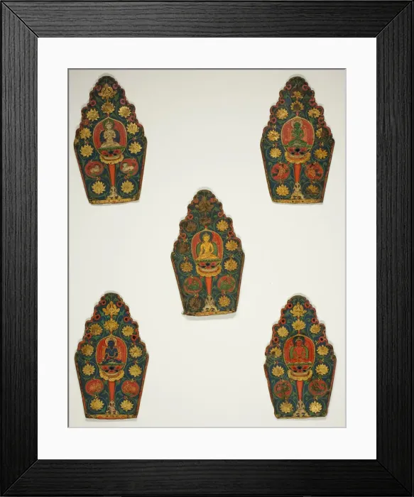 Framed Print : Five Panels of a Vajrasattva Crown with Transcendental Buddhas, 15th century Framed Print : Five Panels of a Vajrasattva Crown with Transcendental Buddhas, 15th century